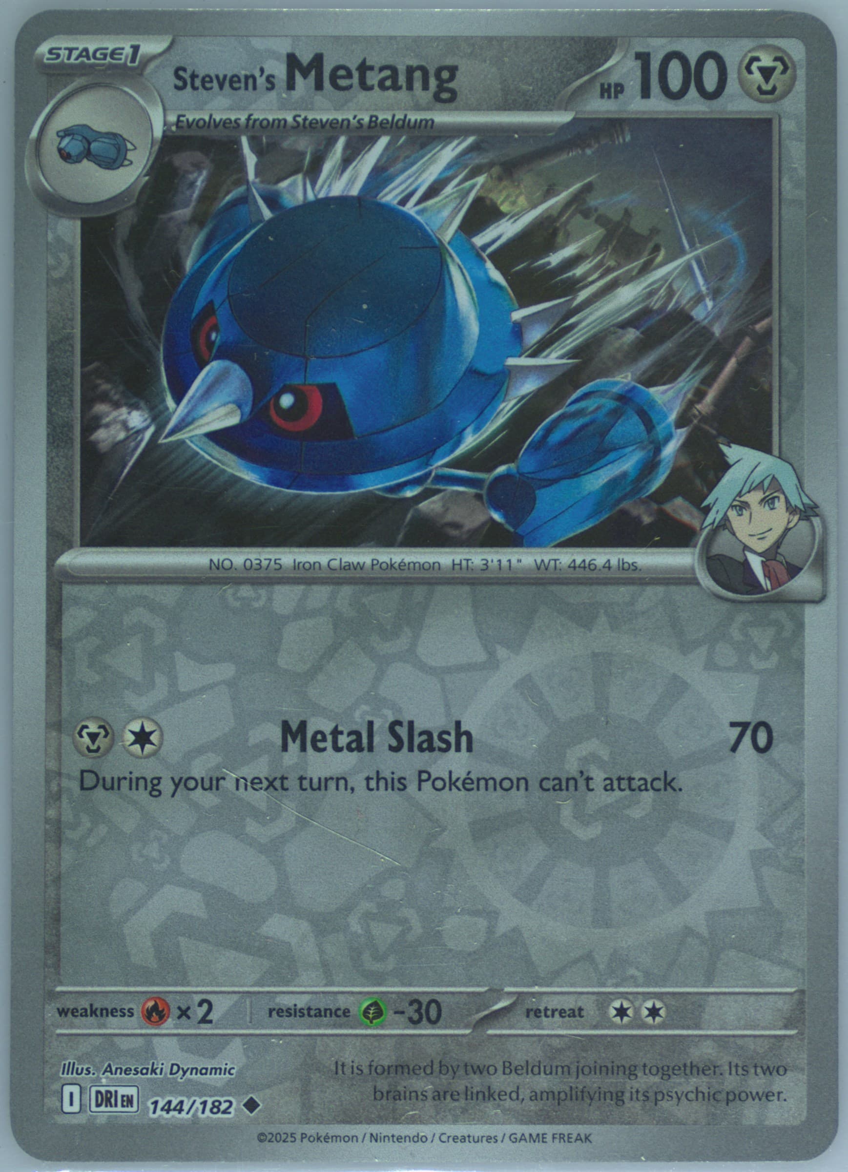 Steven's Metang Reverse Holo (144) 2025 Pokemon Dri EN-Destined Rivals