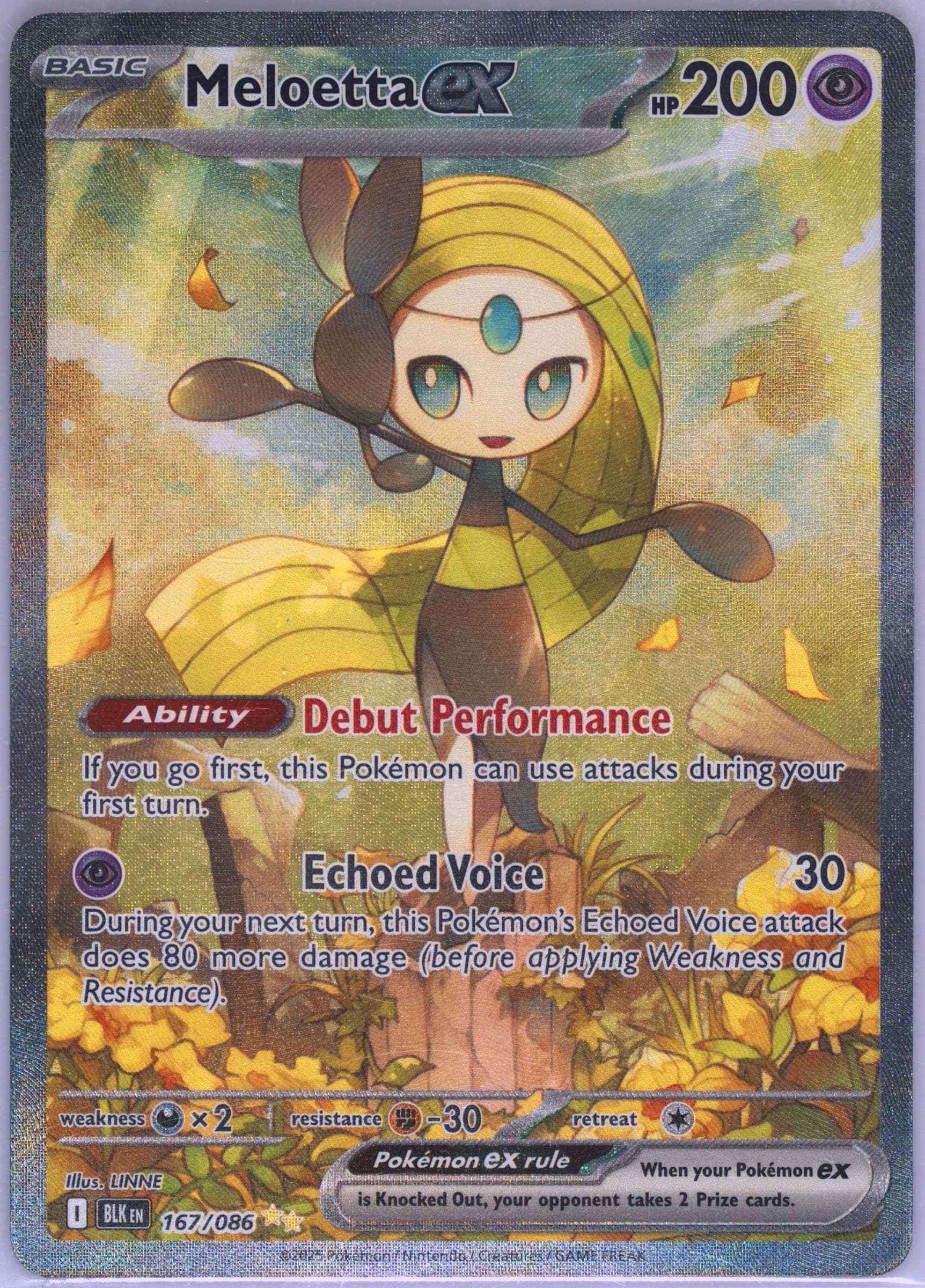 Meloetta EX Special Illustration Rare (167) 2025 Pokemon French Blk FR-Black Bolt