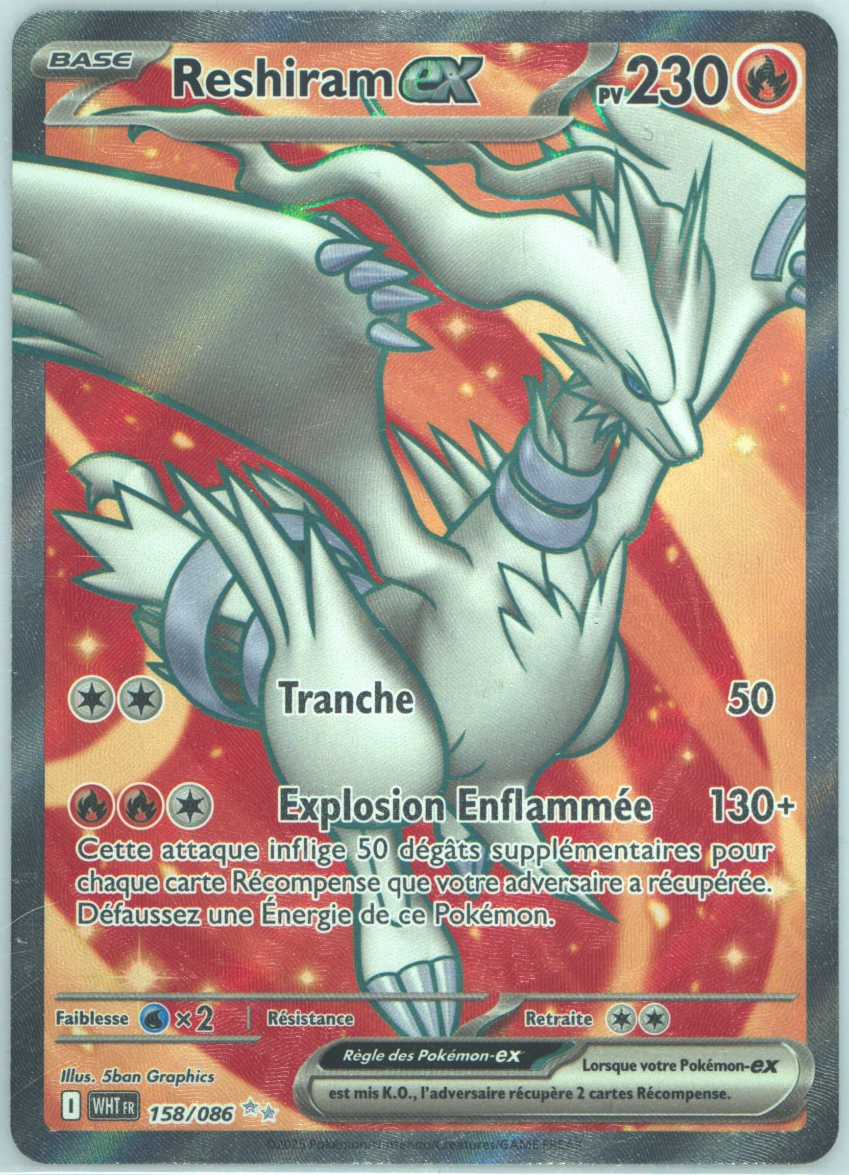 Reshiram EX Ultra Rare (158) 2025 Pokemon French Wht FR-White Flare