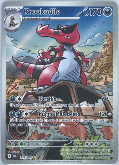 Krookodile Illustration Rare (137) 2025 Pokemon Italian Blk It-Black Bolt