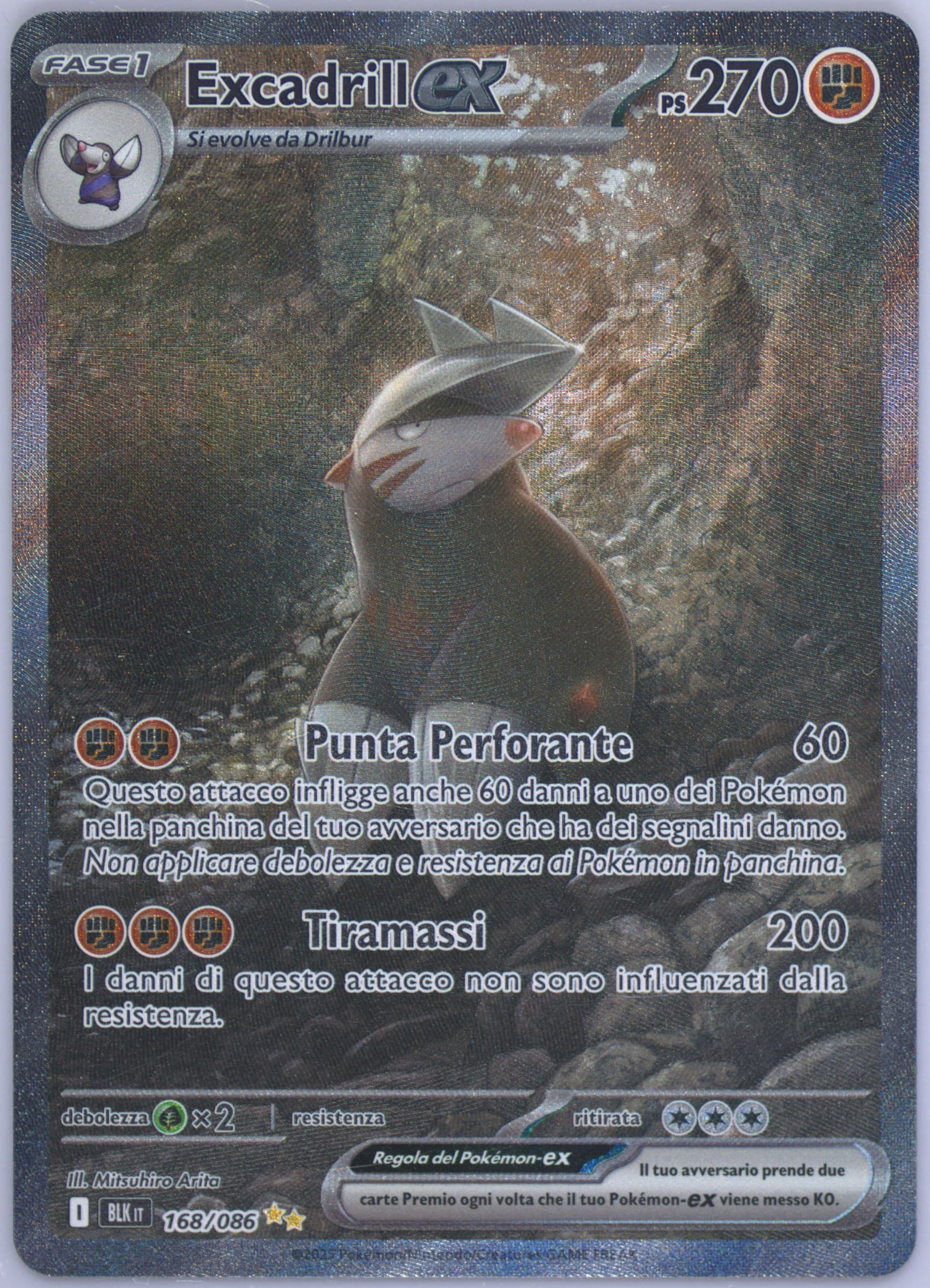 Excadrill EX Special Illustration Rare (168) 2025 Pokemon Italian Blk It-Black Bolt