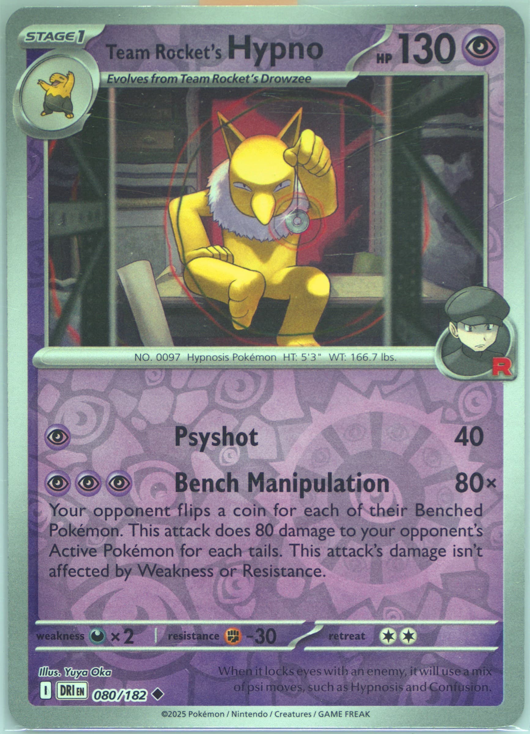 Team Rocket's Hypno Reverse Holo (080) 2025 Pokemon Dri EN-Destined Rivals