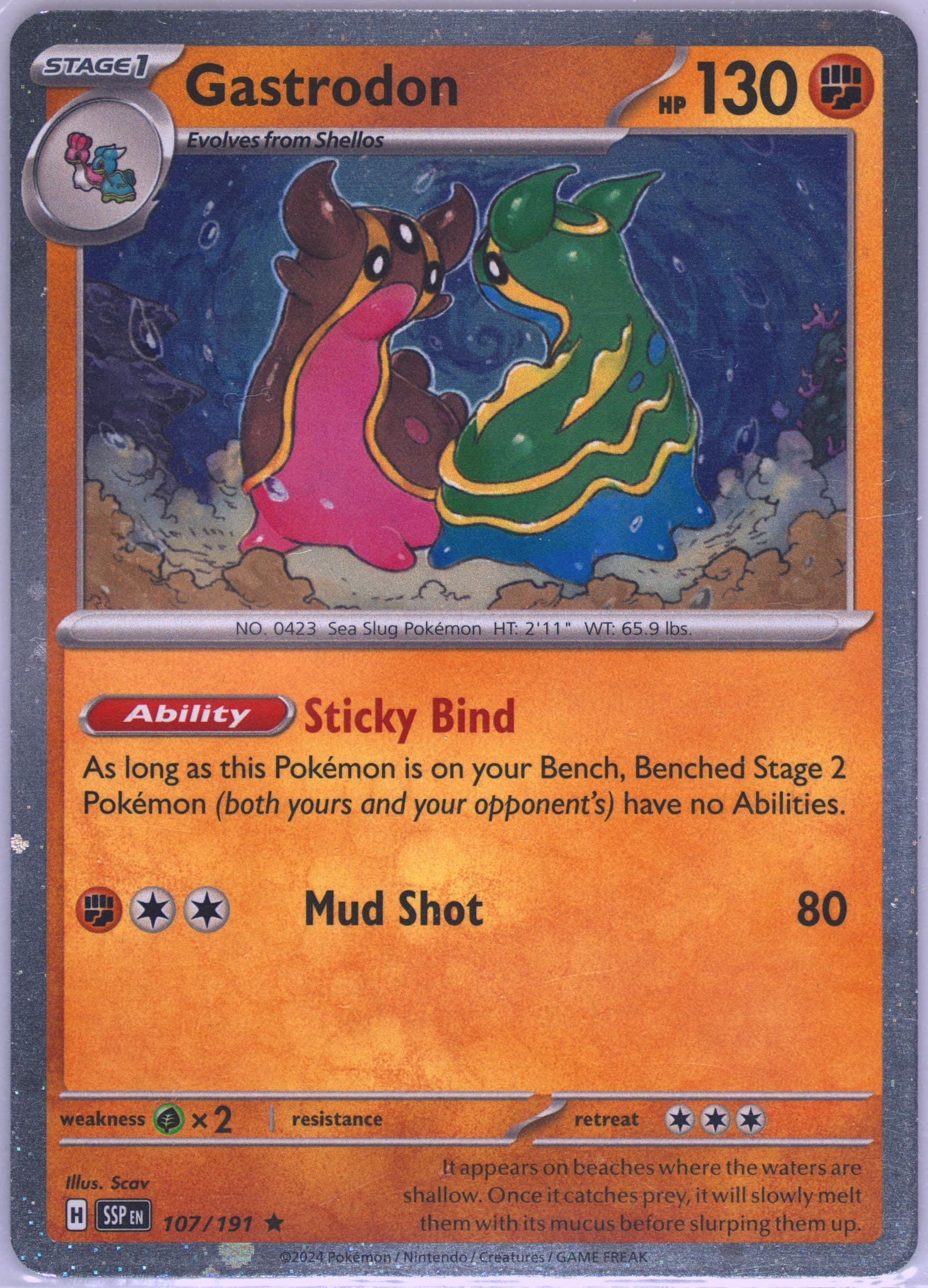 Gastrodon Destined Rivals Premium Checklane Blister (107) 2024 Pokemon Ssp EN-Surging Sparks