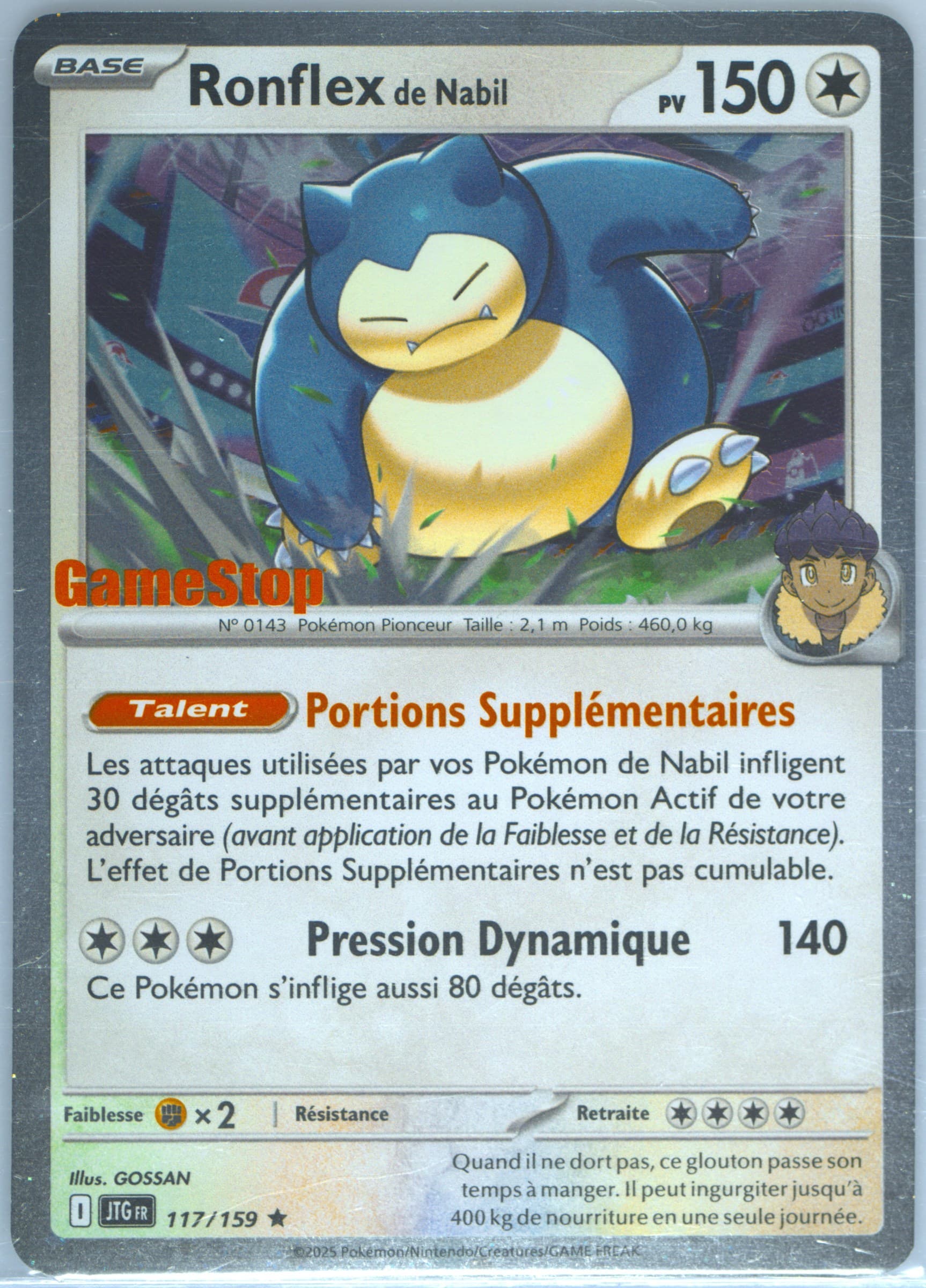 Hop's Snorlax Gamestop Exclusive (117) 2025 Pokemon French Jtg FR-Journey Together