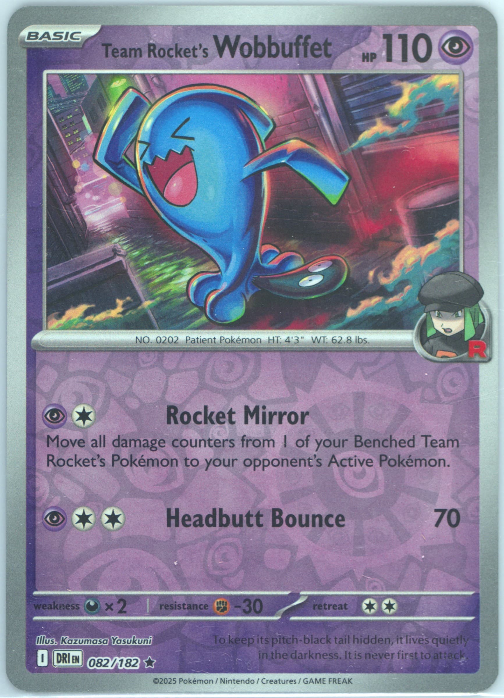 Team Rocket's Wobbuffet Reverse Holo (082) 2025 Pokemon Dri EN-Destined Rivals