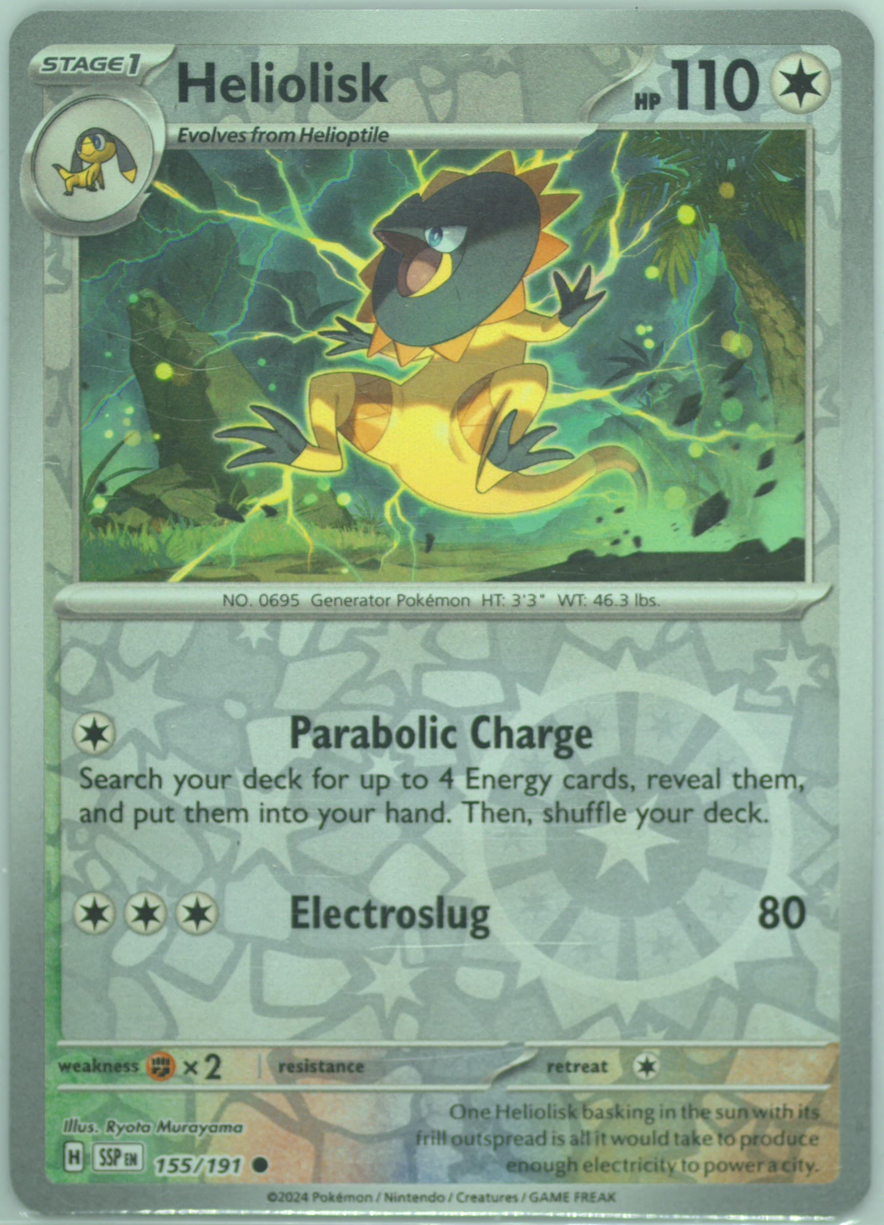 Heliolisk Reverse Holo (155) 2024 Pokemon Ssp EN-Surging Sparks