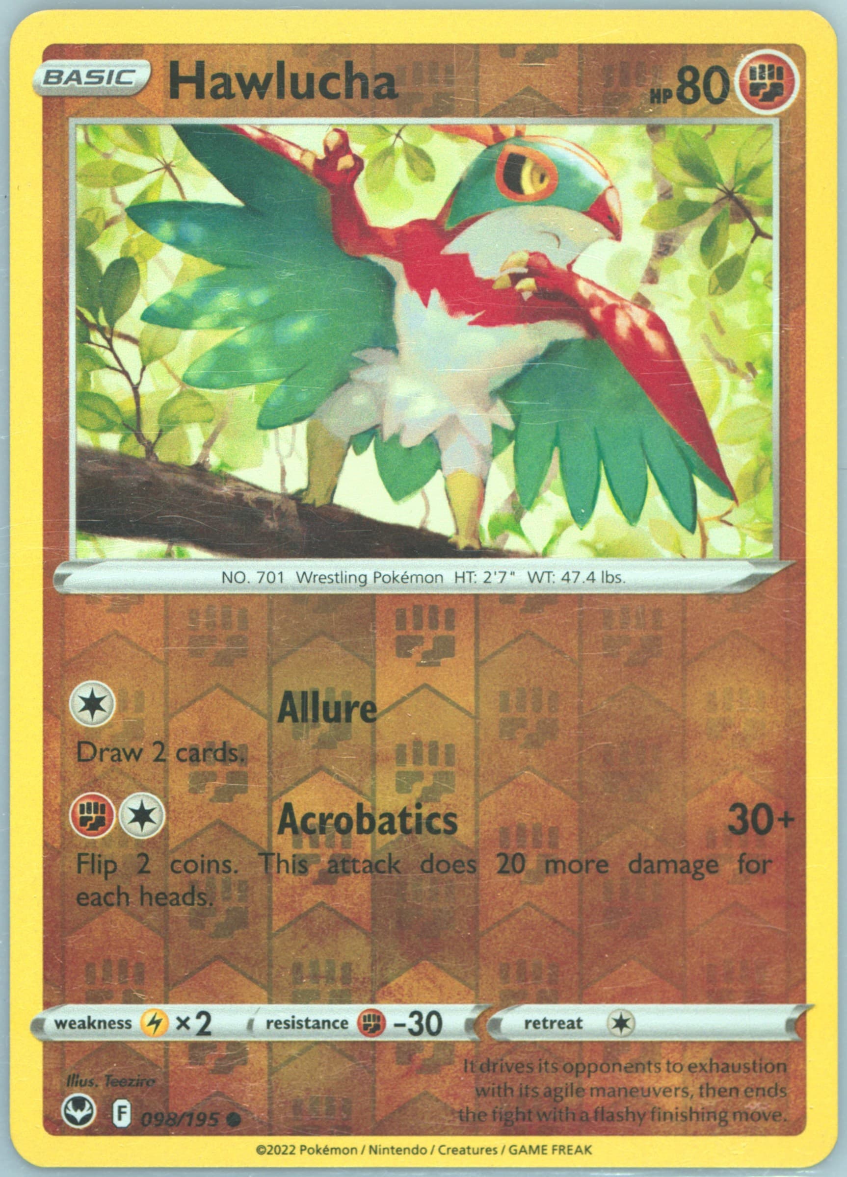 Hawlucha-Reverse Foil (098) 2022 Pokemon Sword & Shield Silver Tempest