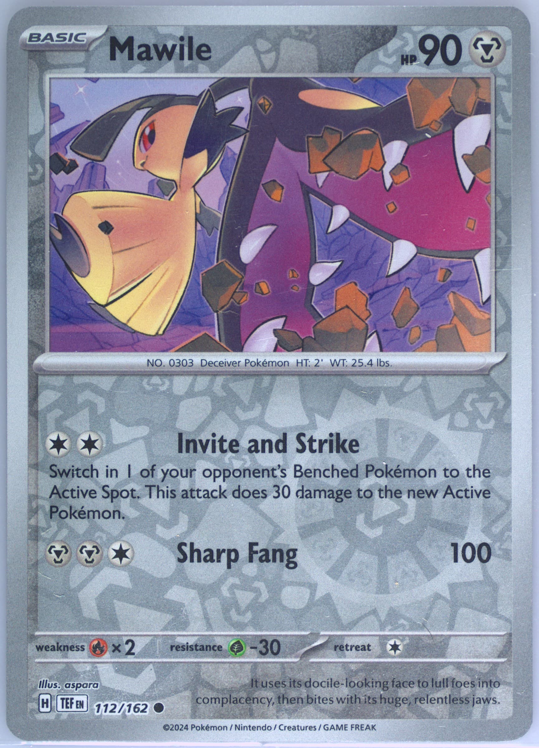 Mawile Reverse Holo (112) 2024 Pokemon Tef EN-Temporal Forces