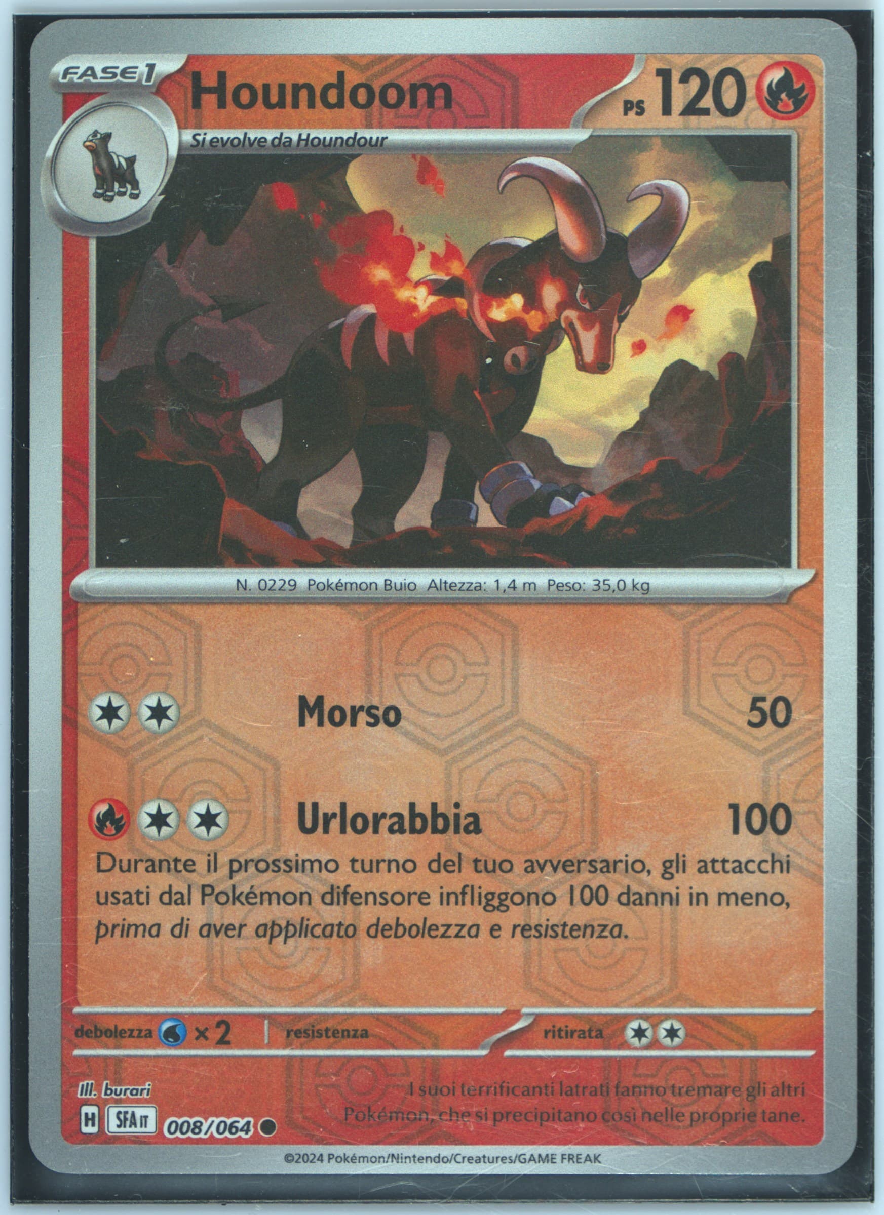 Houndoom Reverse Holo (008) 2024 Pokemon Italian Sfa It-Shrouded Fable