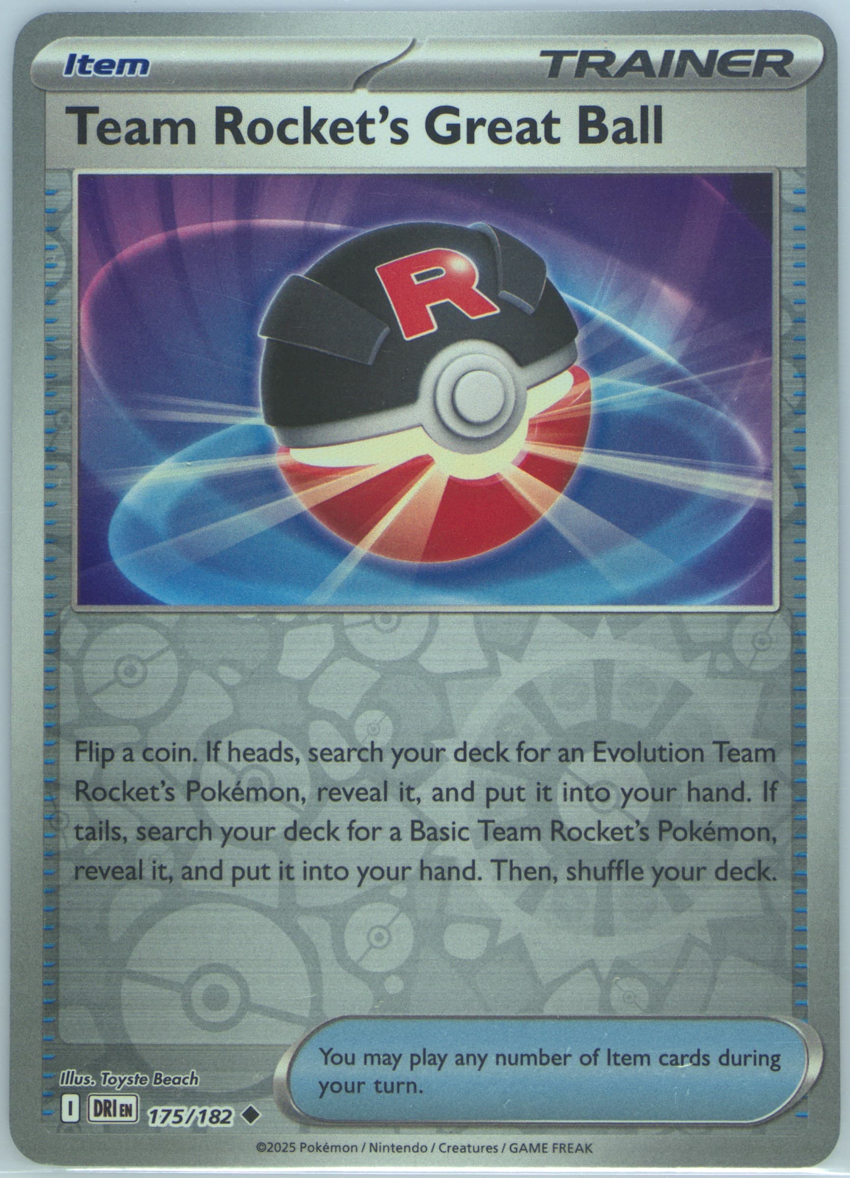 Team Rocket's Great Ball Reverse Holo (175) 2025 Pokemon Dri EN-Destined Rivals