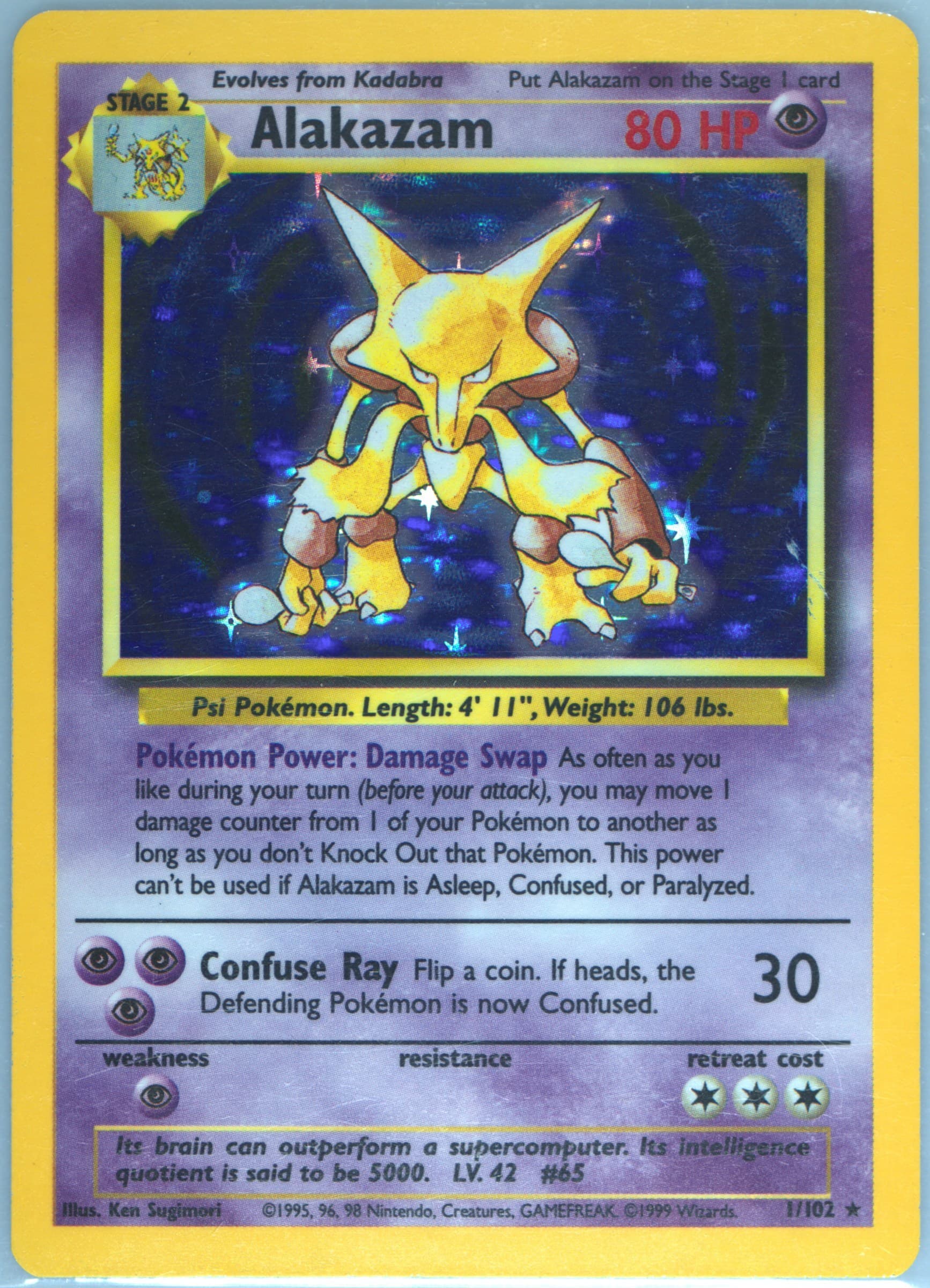Alakazam-Holo Inverted Back (1) 1999 Pokemon Game