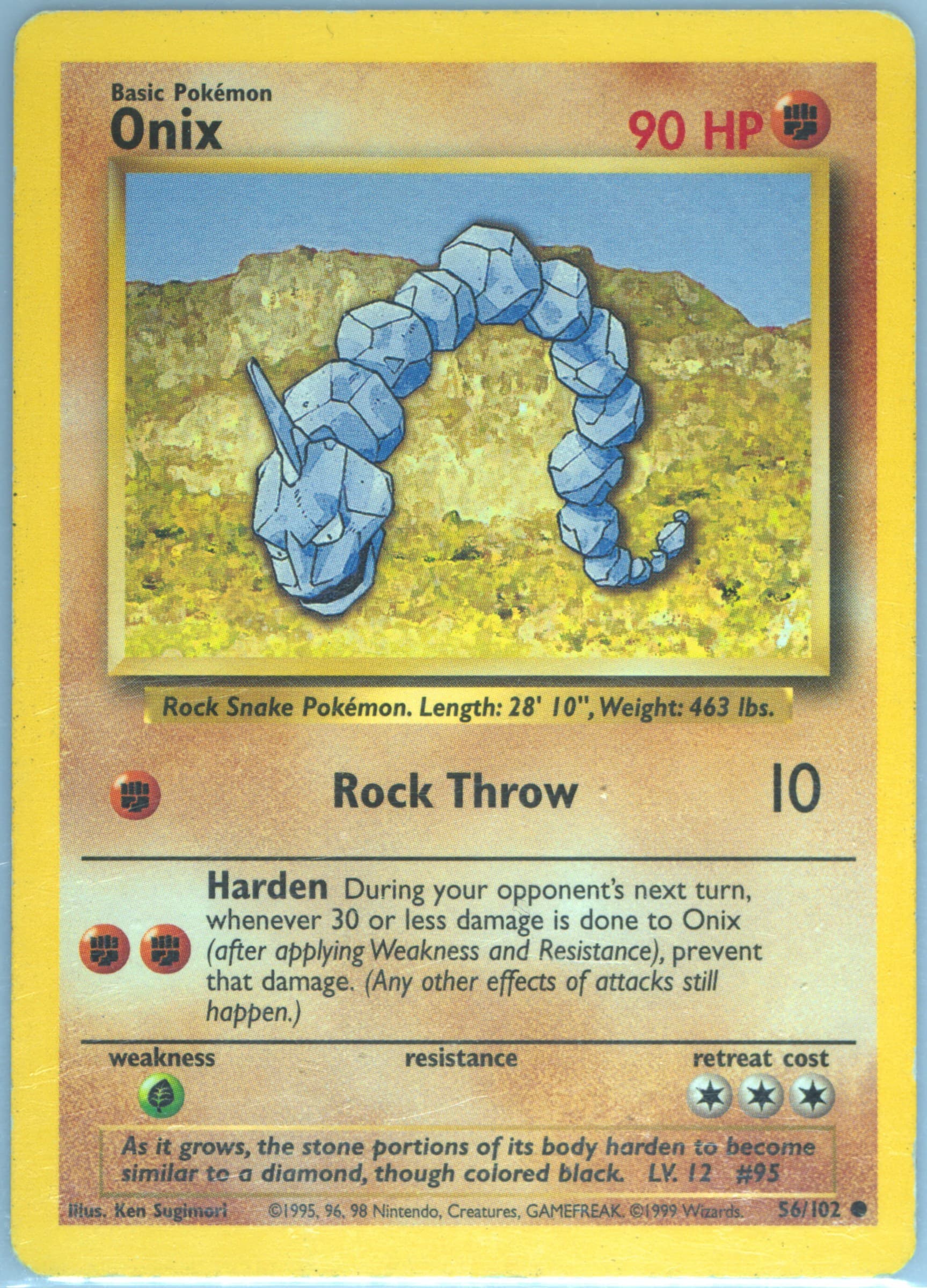 Onix Inverted Back (56) 1999 Pokemon Game
