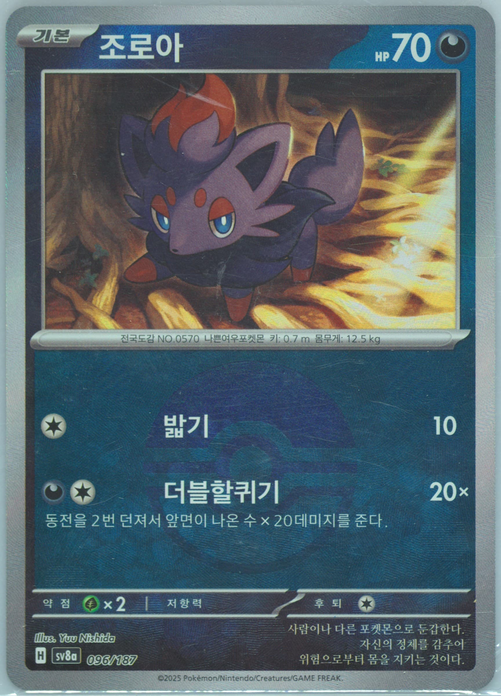 Zorua Reverse Holo (096) 2025 Pokemon Korean Sv8a-Terastal Fest EX