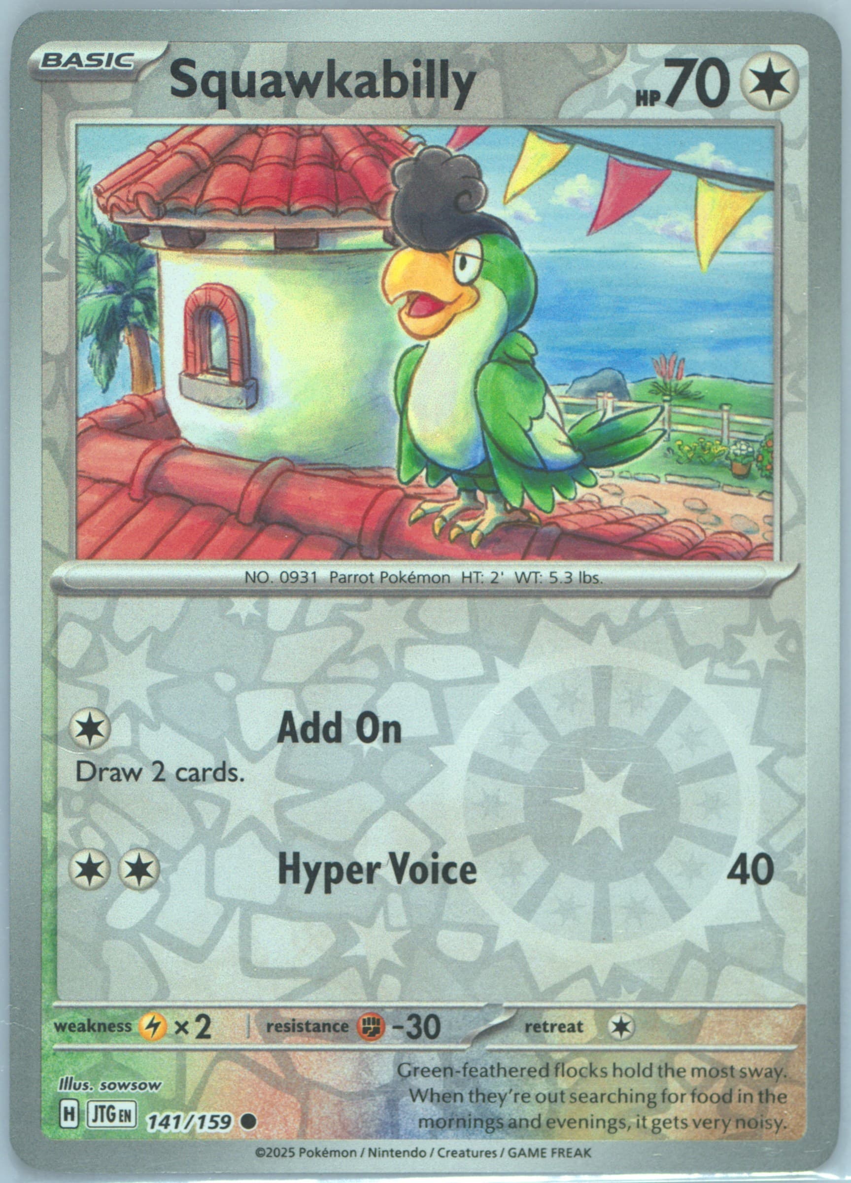 Squawkabilly Reverse Holo (141) 2025 Pokemon Jtg EN-Journey Together