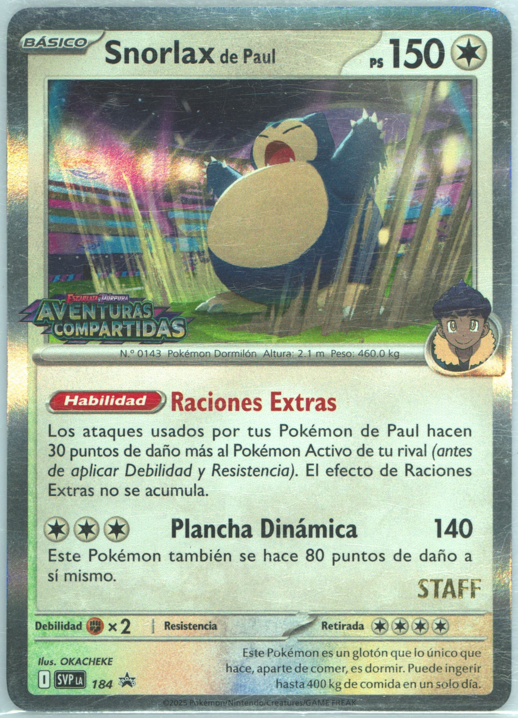Hop's Snorlax Journey Together Prerelease-Staff (184) 2025 Pokemon Latin American Svp La-SV Black Star Promo