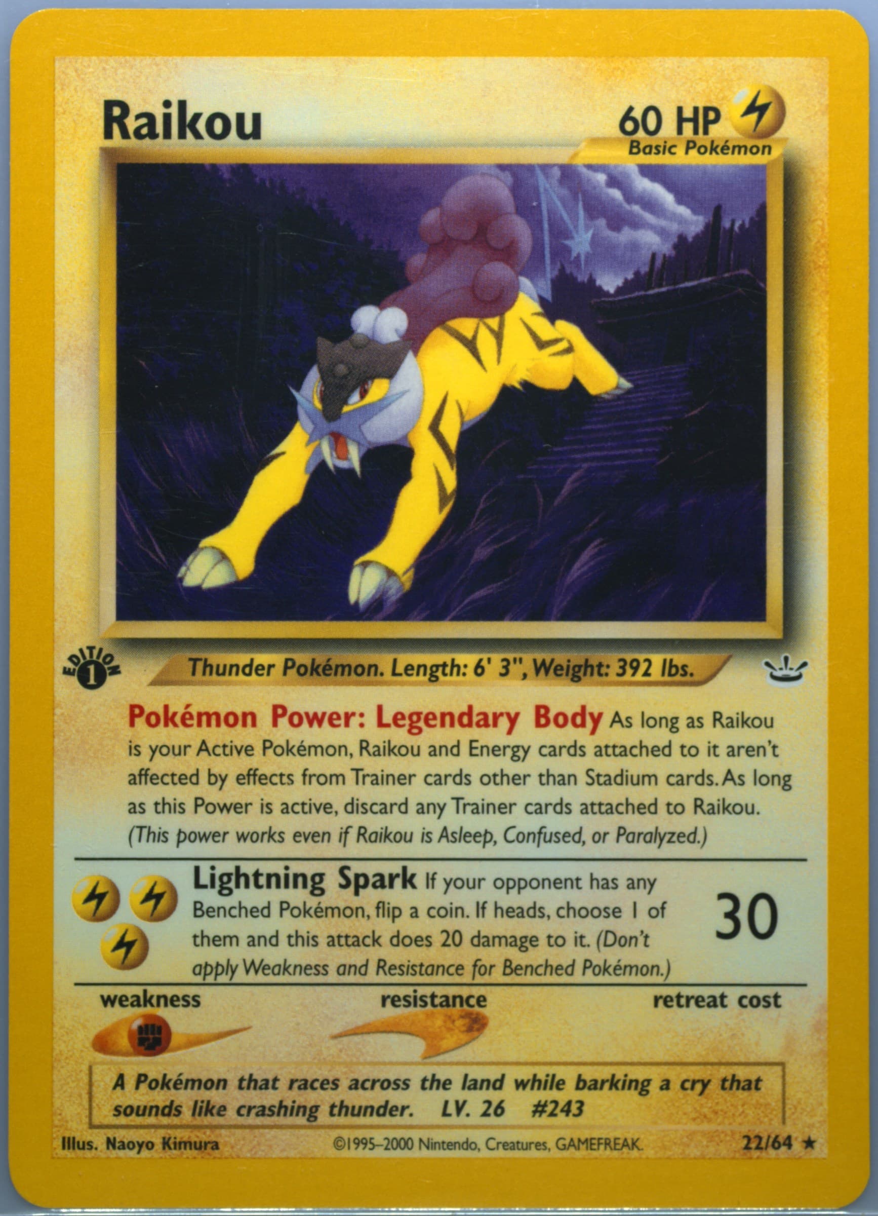 Raikou 1st Edition (22) 2001 Pokemon Neo Revelation