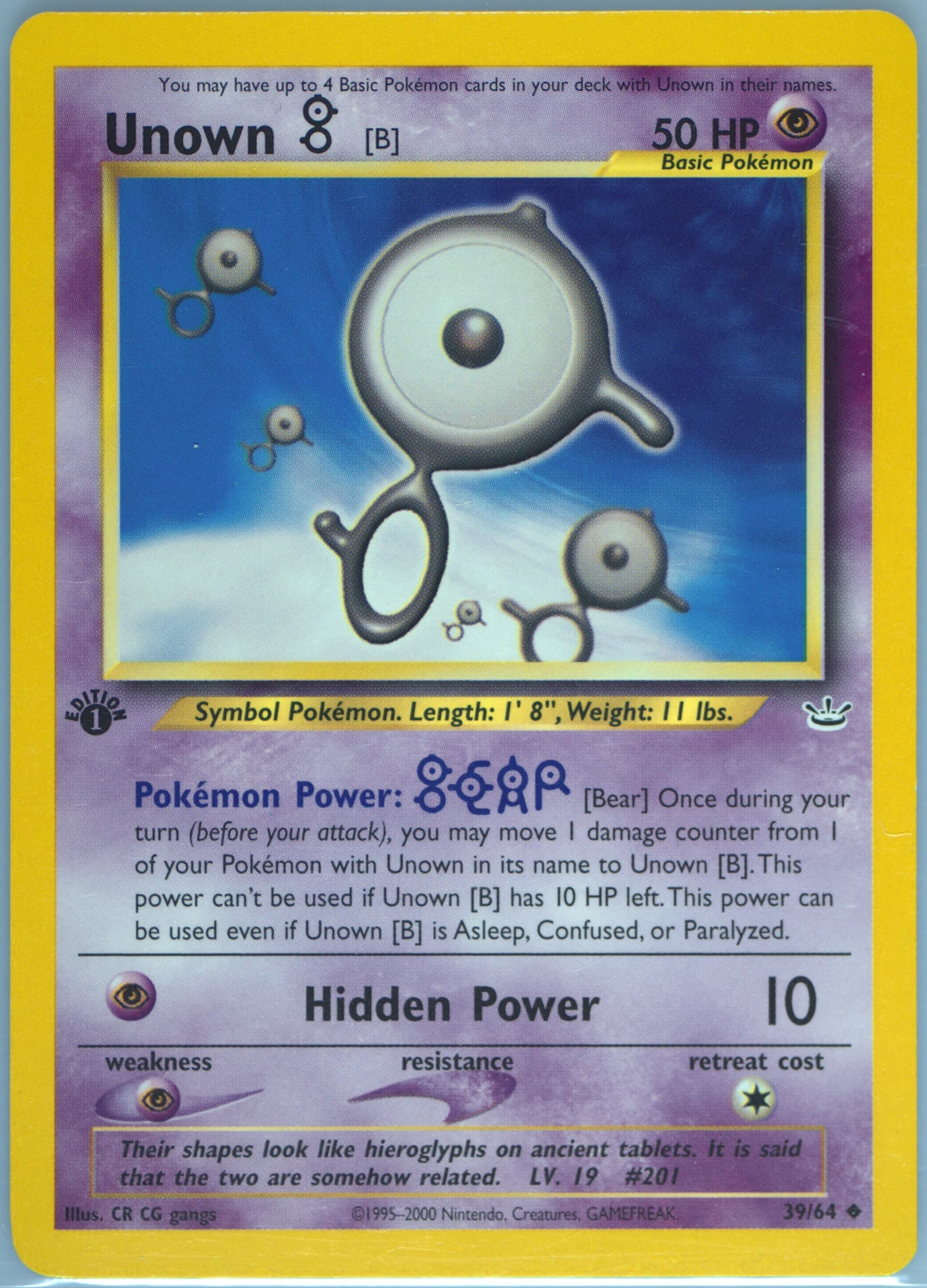 Unown B 1st Edition (39) 2001 Pokemon Neo Revelation