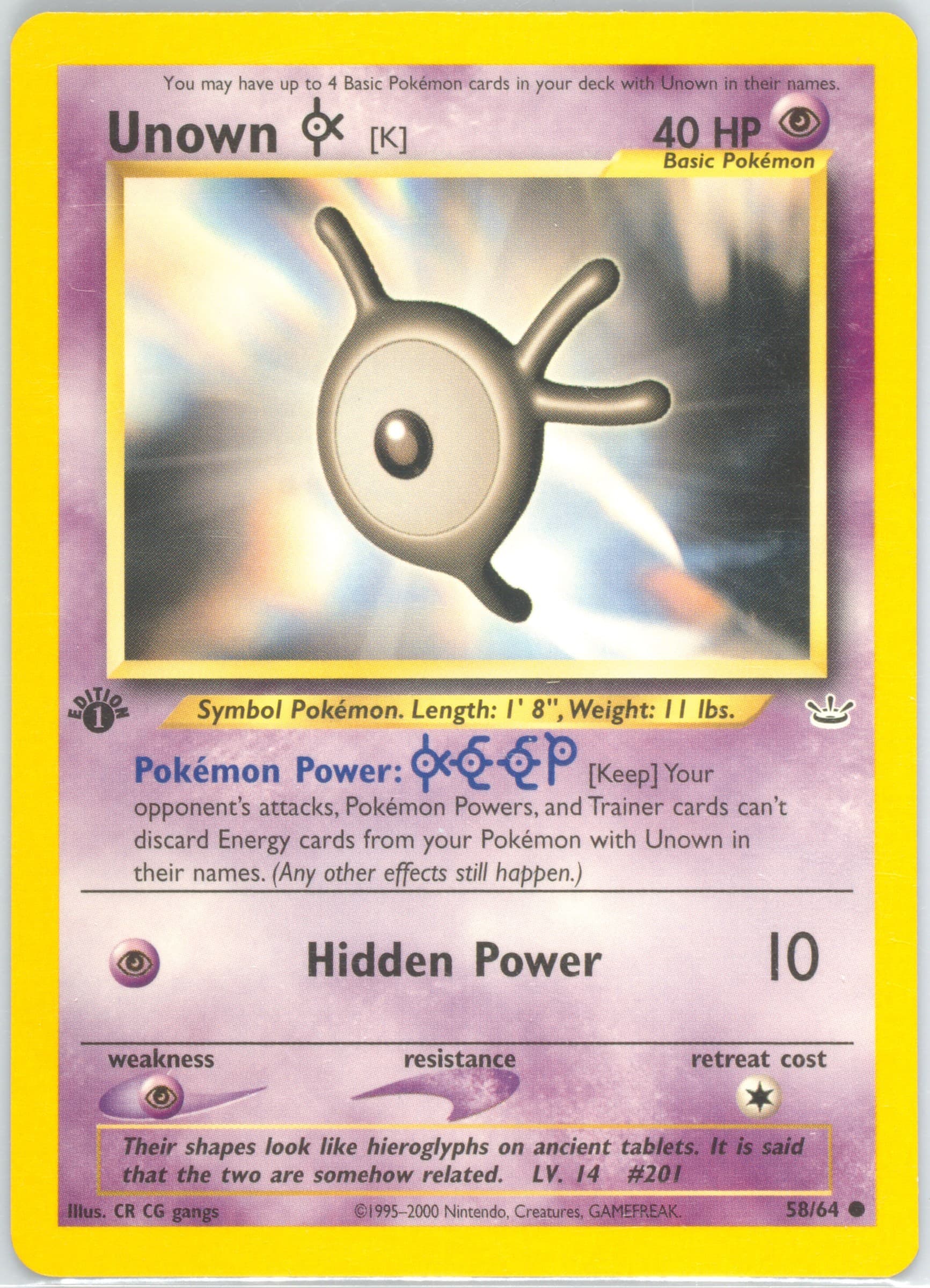 Unown K 1st Edition (58) 2001 Pokemon Neo Revelation