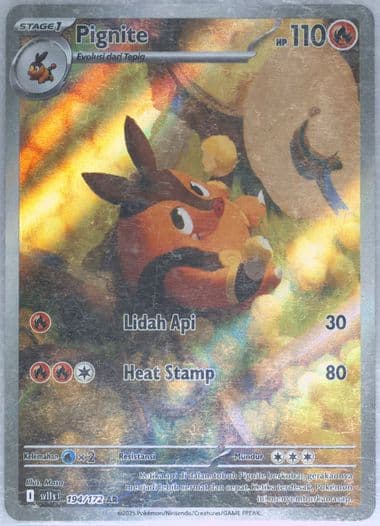 Pignite Art Rare (194) 2025 Pokemon Indonesian Sv11s I-Black & White