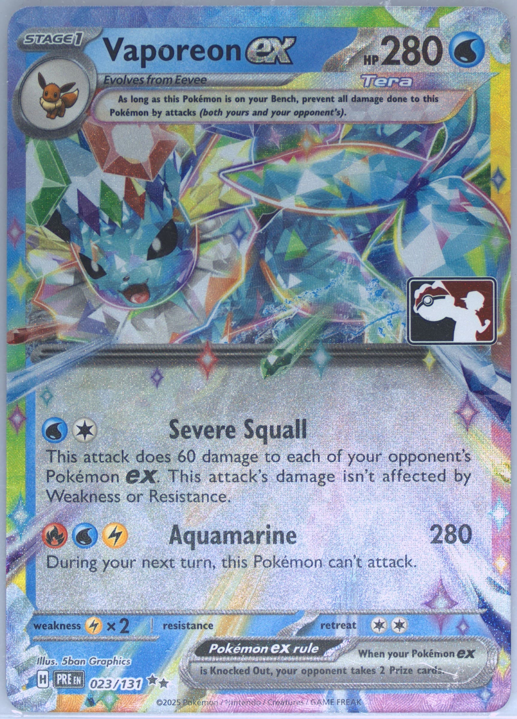 Vaporeon EX (023) 2025 Pokemon Play! Pokemon Prize Pack: Series 7