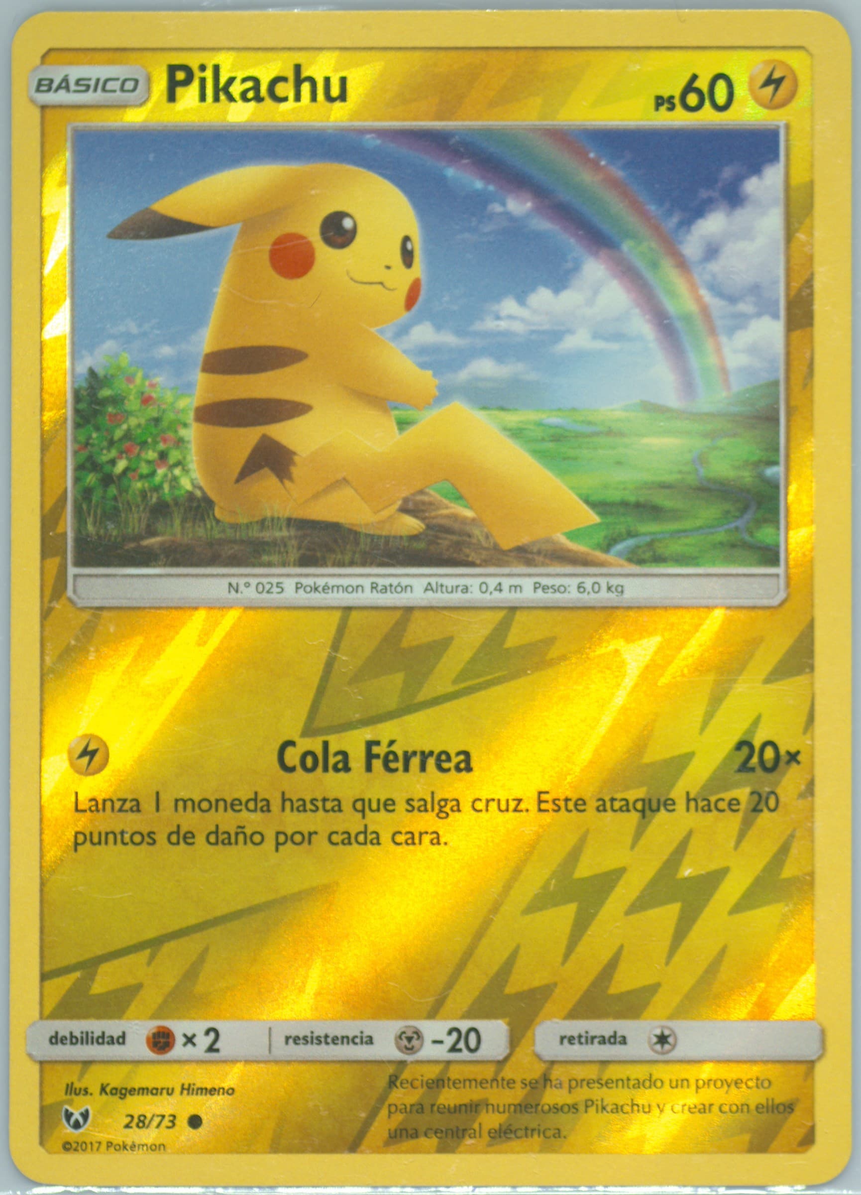 Pikachu-Reverse Foil Spanish (28) 2017 Pokemon Sun & Moon Shining Legends