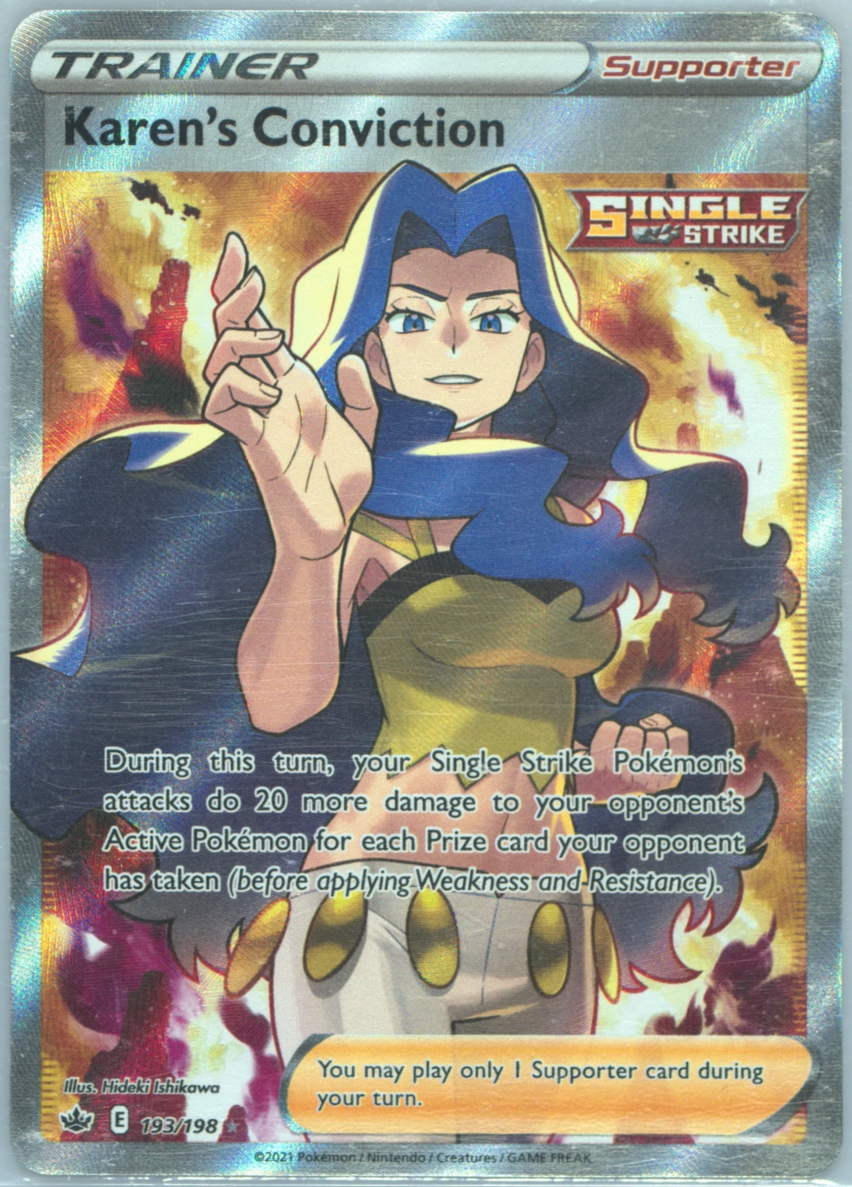 Full Art/Karen's Conviction Inverted Back (193) 2021 Pokemon Sword & Shield Chilling Reign