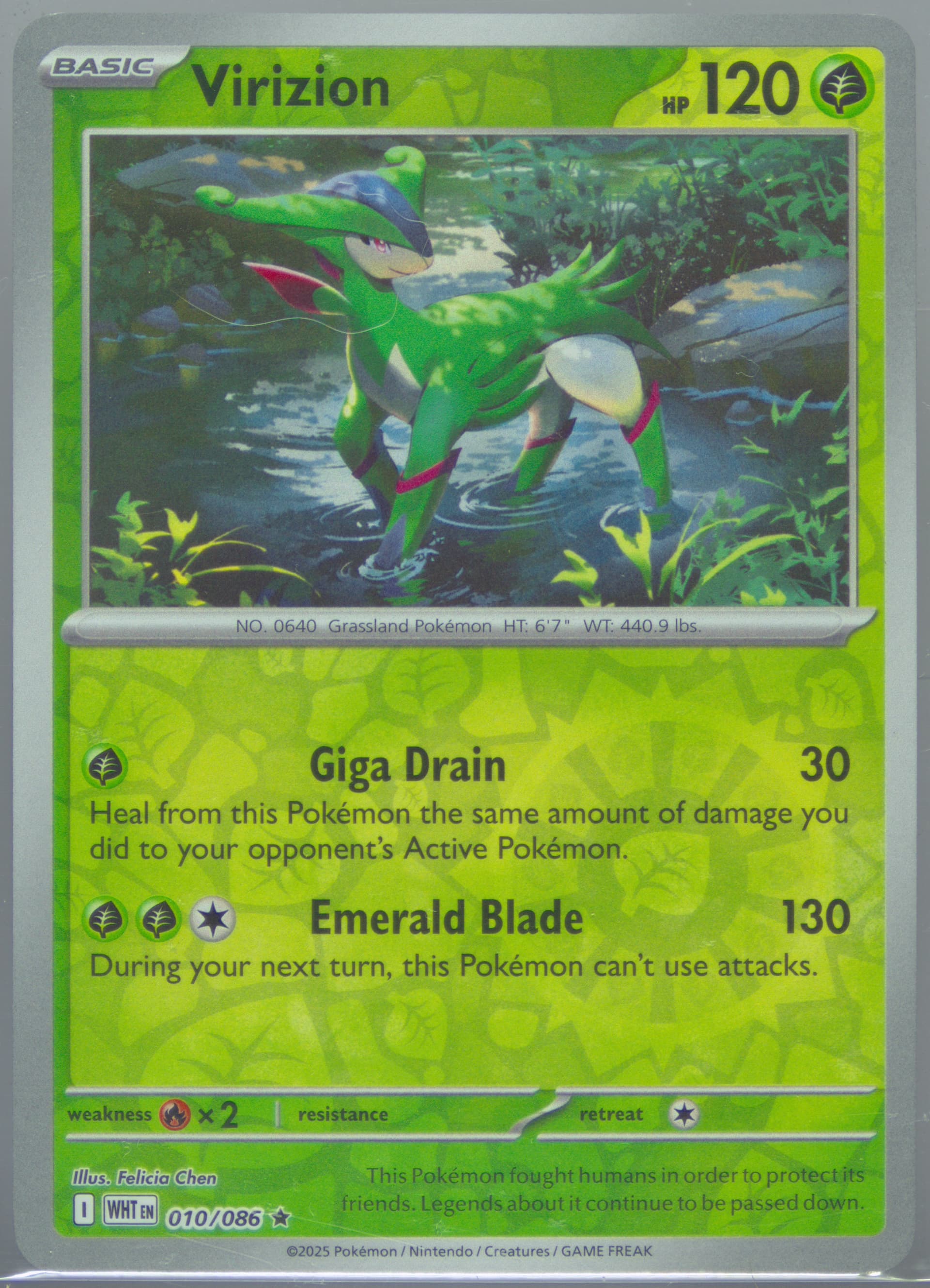 Virizion Reverse Holo (010) 2025 Pokemon Wht EN-White Flare