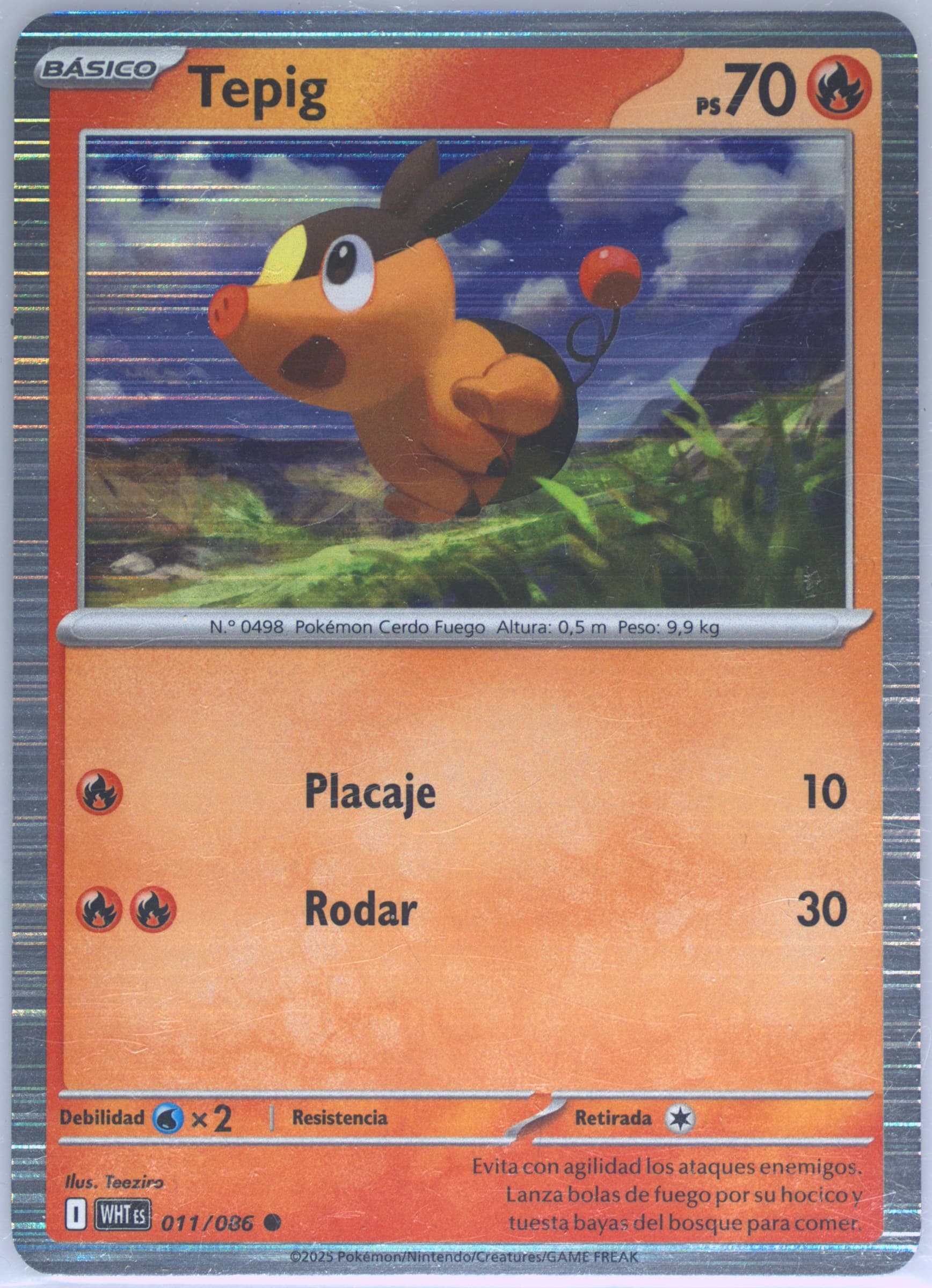 Tepig Unova Poster Collection (011) 2025 Pokemon Spanish Wht ES-White Flare