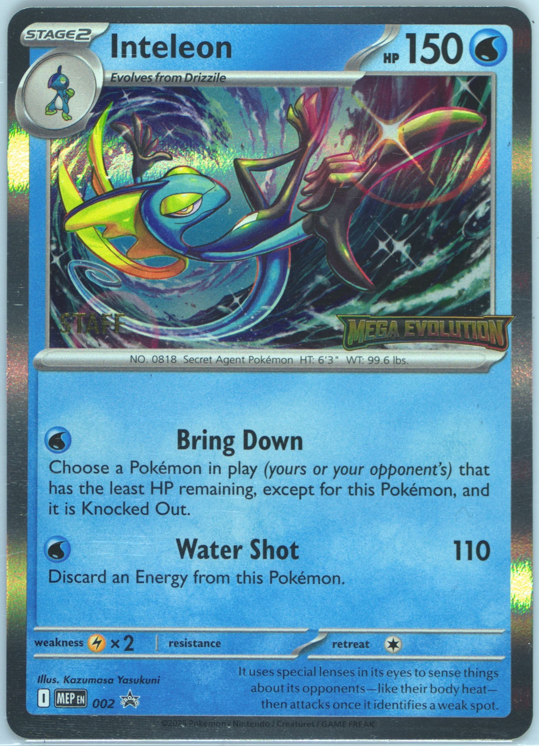 Inteleon Mega Evolution Prerelease-Staff (002) 2025 Pokemon Mep EN-Me Black Star Promo