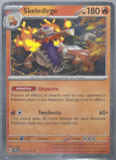 Skeledirge Destined Rivals Premium Checklane Blister (031) 2024 Pokemon Ssp EN-Surging Sparks