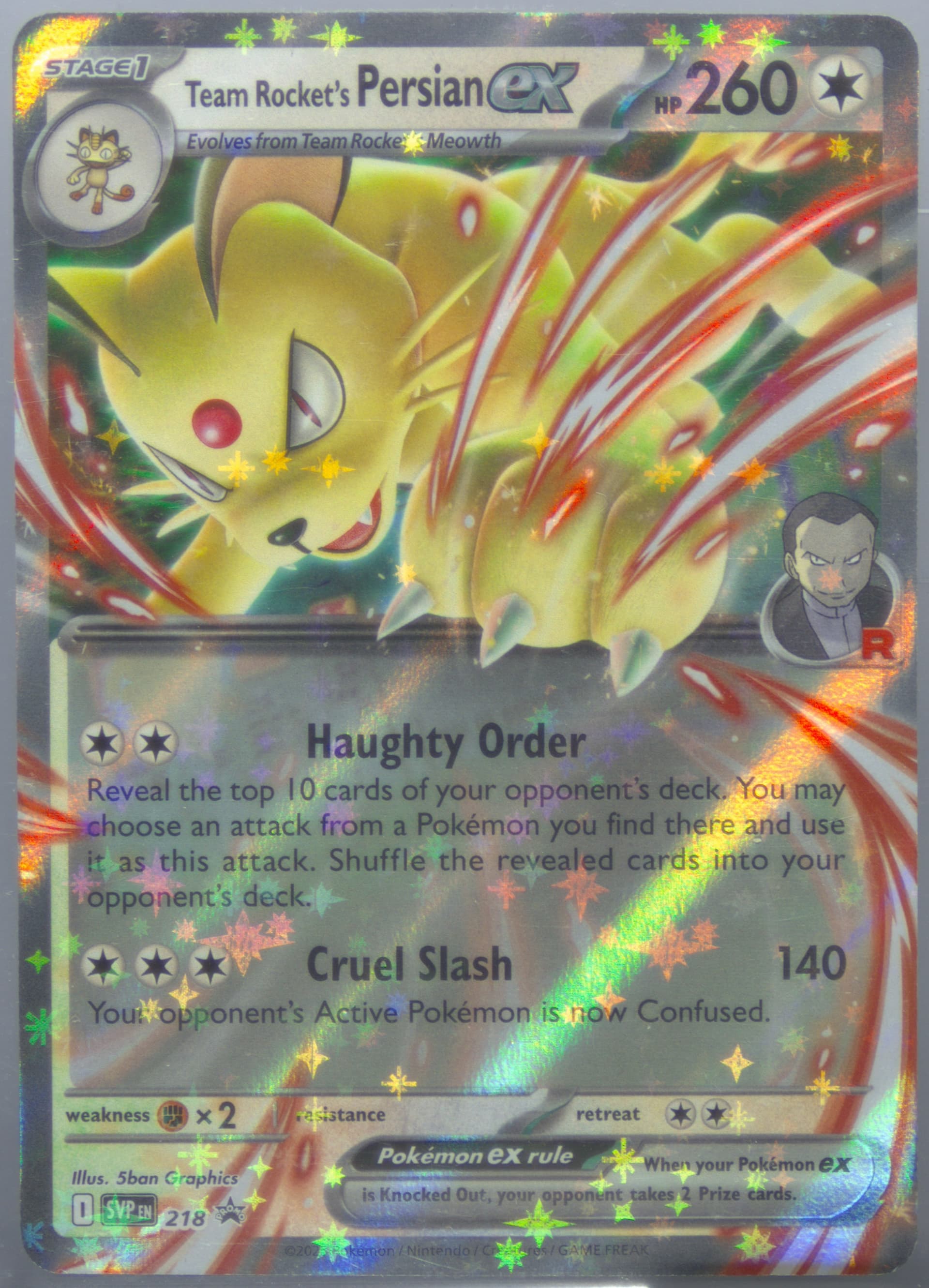 Team Rocket's Persian EX Team Rocket Tin (218) 2025 Pokemon Svp EN-SV Black Star Promo