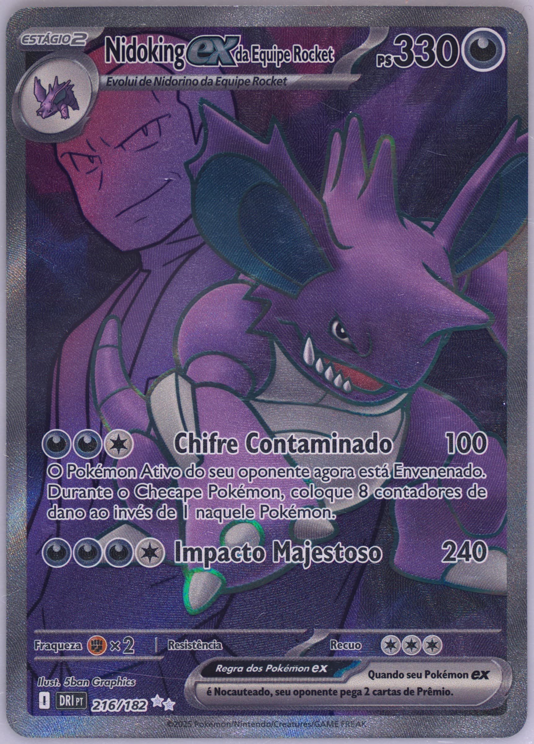 Team Rocket's Nidoking EX Ultra Rare (216) 2025 Pokemon Portuguese Dri PT-Destined Rivals