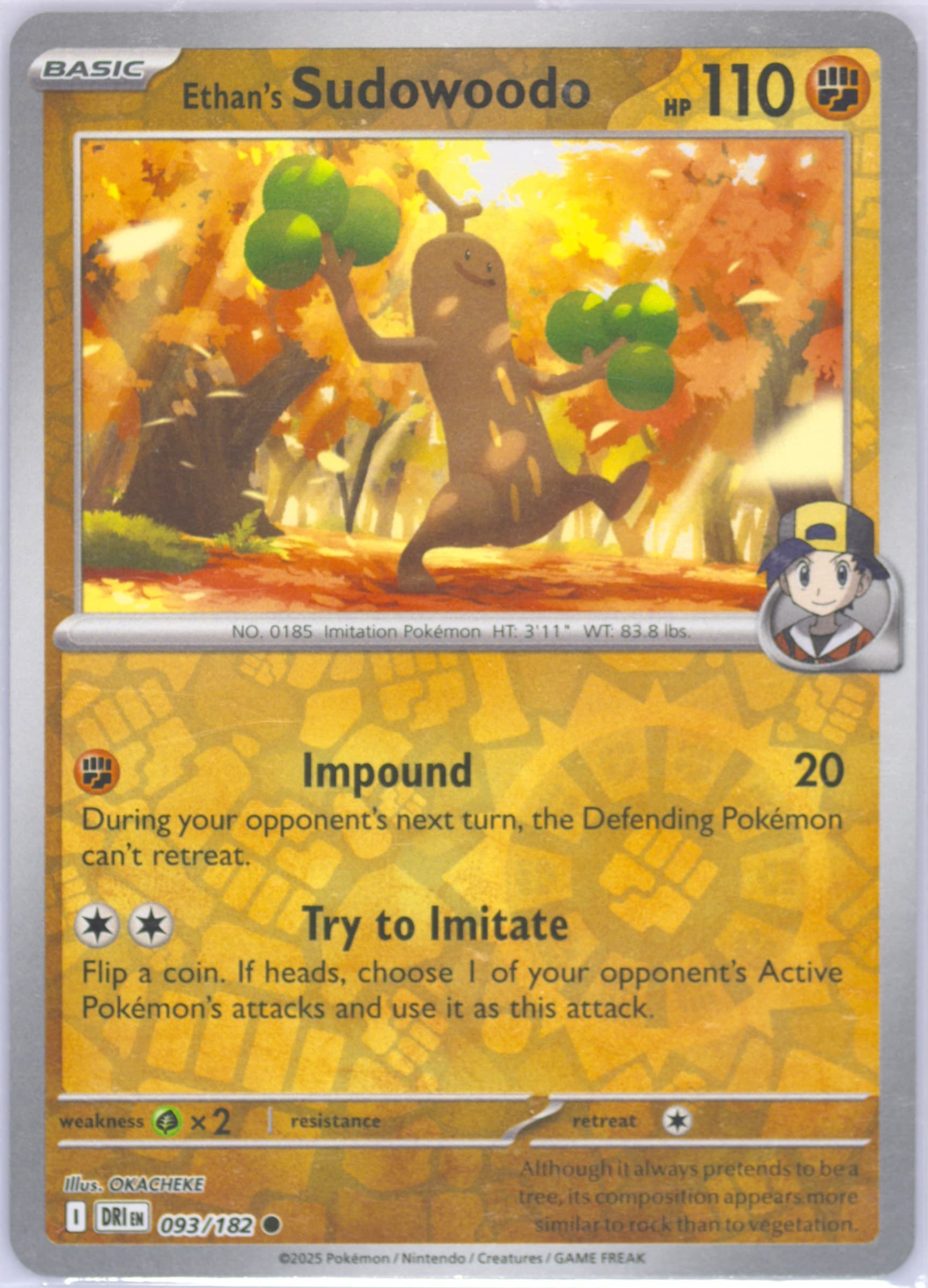 Ethan's Sudowoodo Reverse Holo (093) 2025 Pokemon Dri EN-Destined Rivals