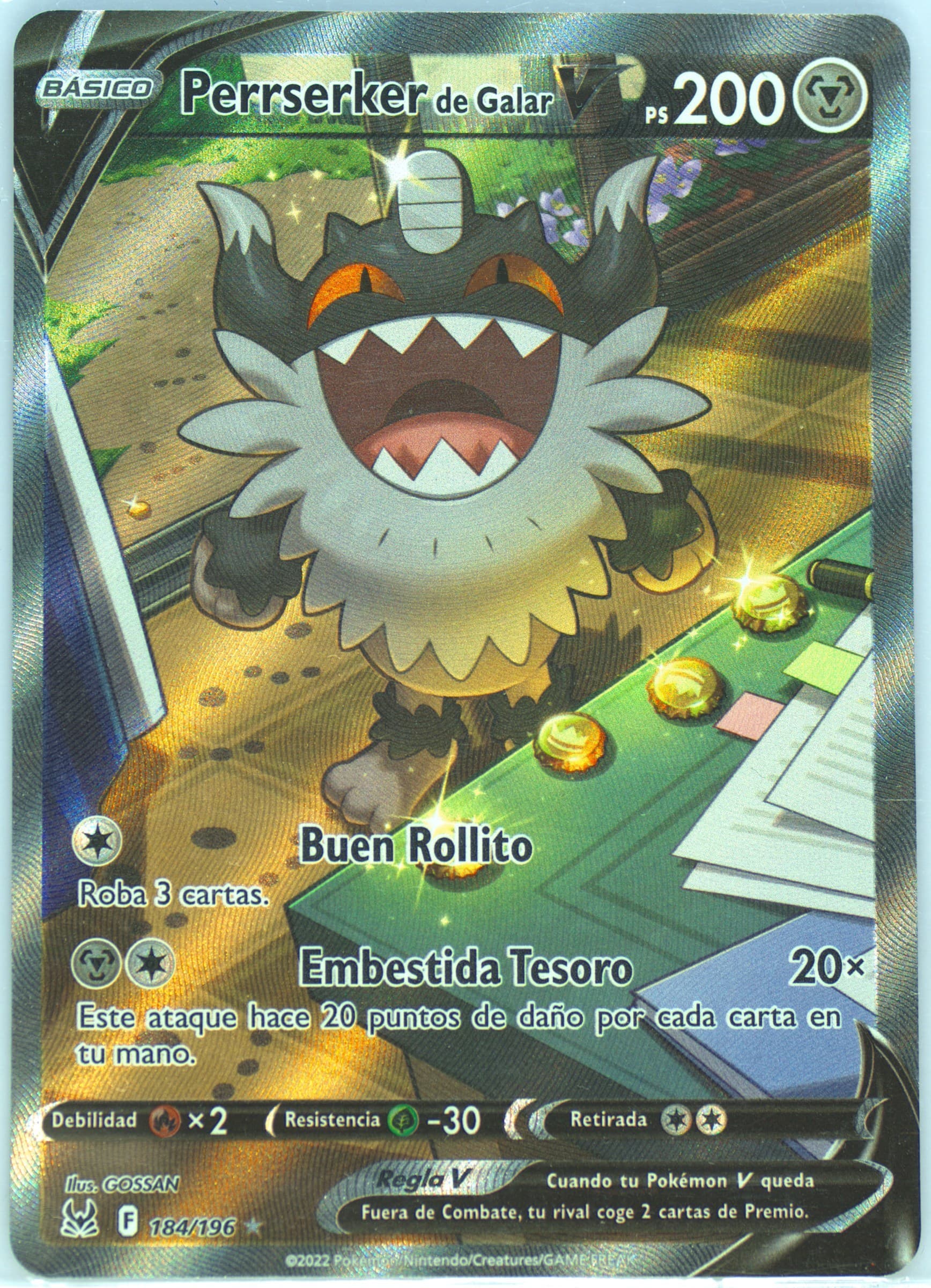 Full Art/Perrserker de Galar Spanish (184) 2022 Pokemon Sword & Shield Lost Origin