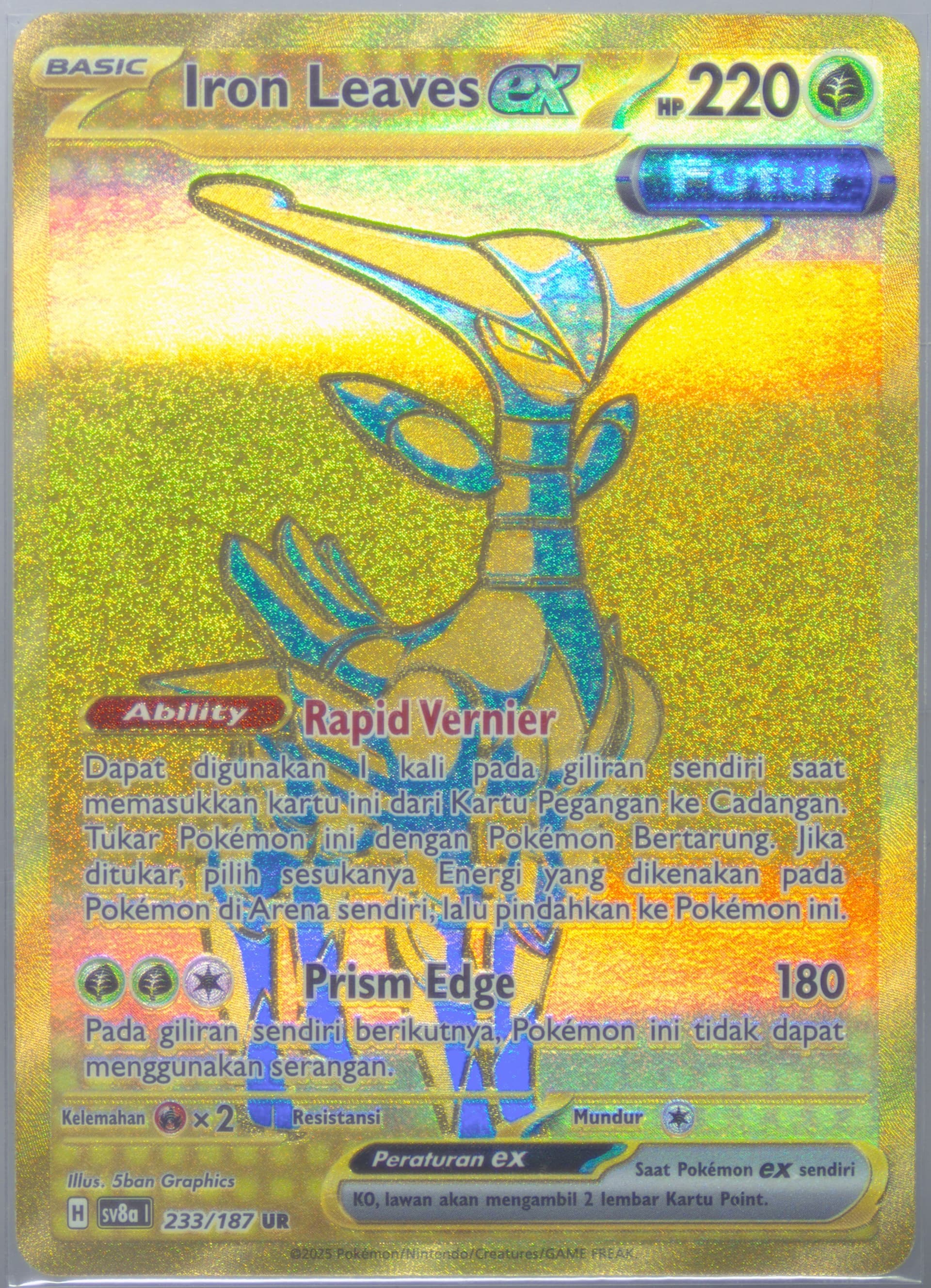 Iron Leaves EX Ultra Rare (233) 2025 Pokemon Indonesian Sv8a I-Terastal Fest EX