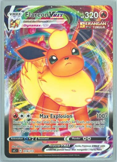 Full Art/Flareon Vmax (019) 2021 Pokemon Indonesian Sword & Shield Evolution V Starter Deck