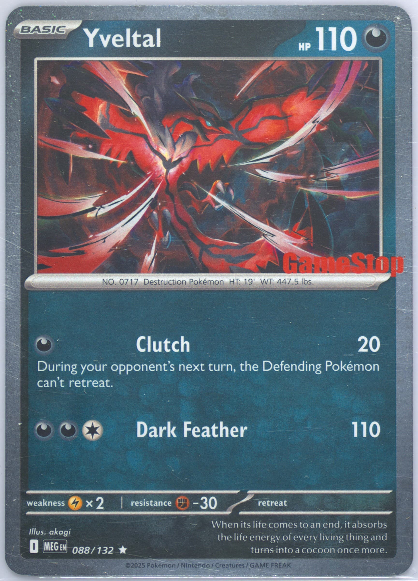 Yveltal Gamestop Exclusive (088) 2025 Pokemon Meg EN-Mega Evolution