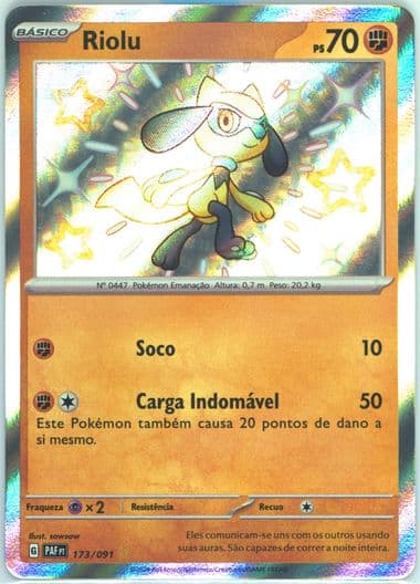 Riolu Shiny Rare (173) 2024 Pokemon Portuguese Paf PT-Paldean Fates