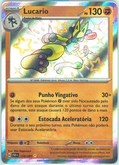 Lucario Shiny Rare (174) 2024 Pokemon Portuguese Paf PT-Paldean Fates