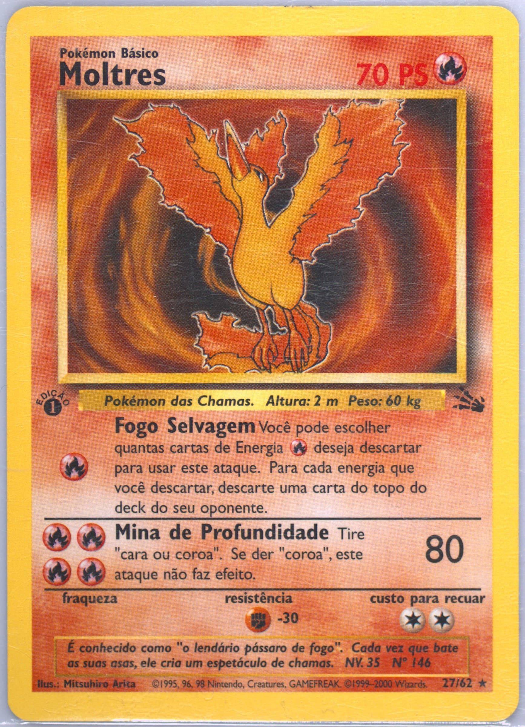 Moltres 1st Edition (27) 2000 Pokemon Portuguese Fossil