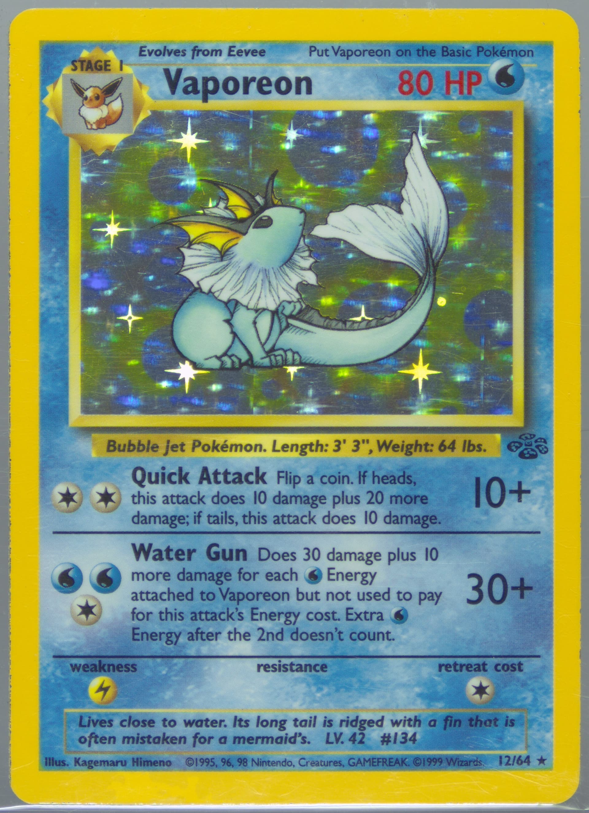 Vaporeon-Holo Inverted Back (12) 1999 Pokemon Jungle
