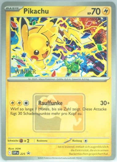 Pikachu Worlds Celebration Tournament Winner (225) 2025 Pokemon German Svp de-SV Black Star Promo