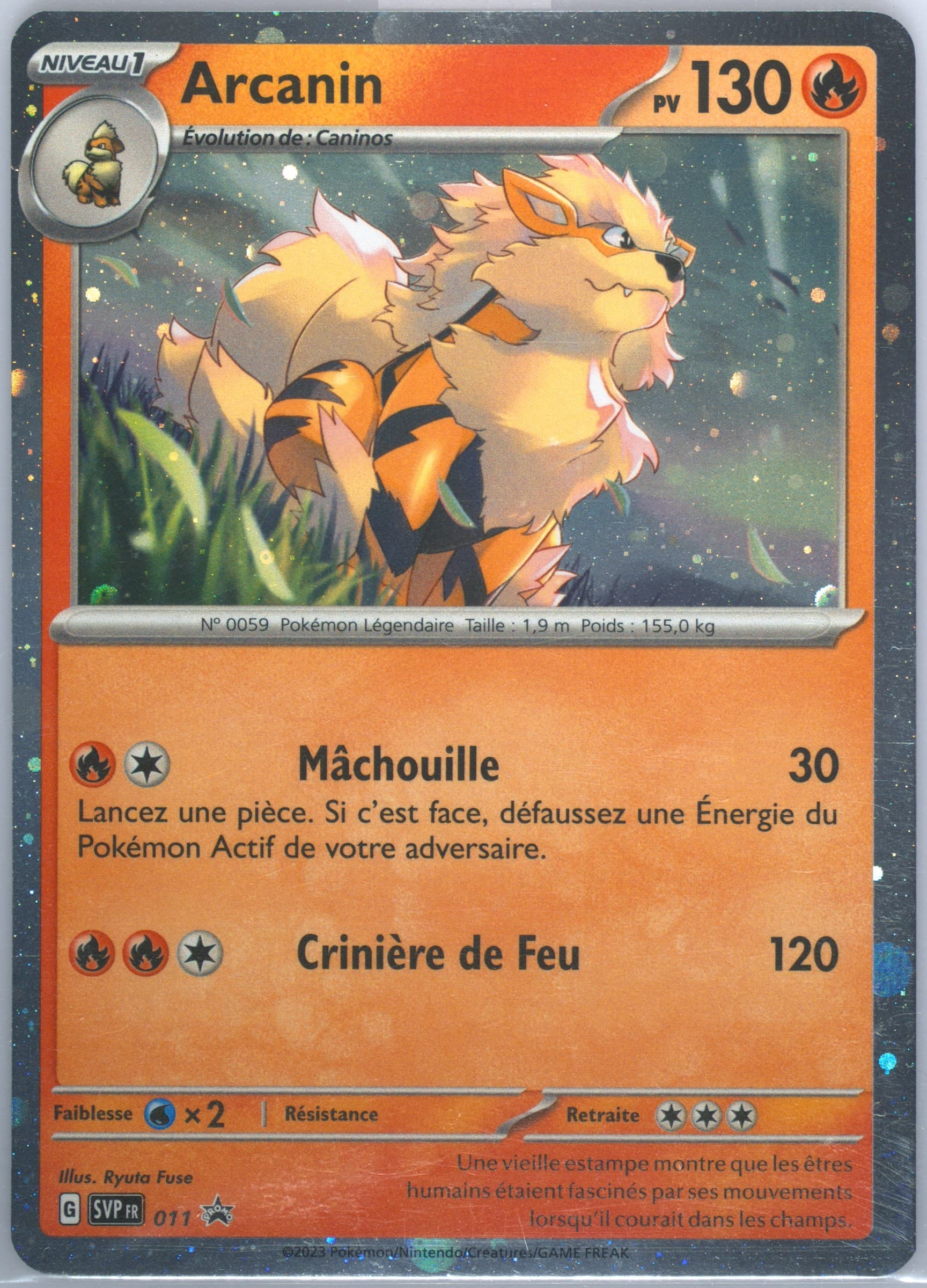Arcanine Scarlet & Violet Three Pack Blister (011) 2023 Pokemon French Svp FR-SV Black Star Promo