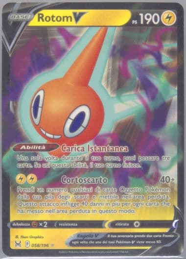 Rotom V Italian (058) 2022 Pokemon Sword & Shield Lost Origin