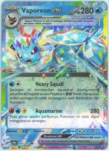 Vaporeon EX (031) 2025 Pokemon Indonesian Sv8a I-Terastal Fest EX