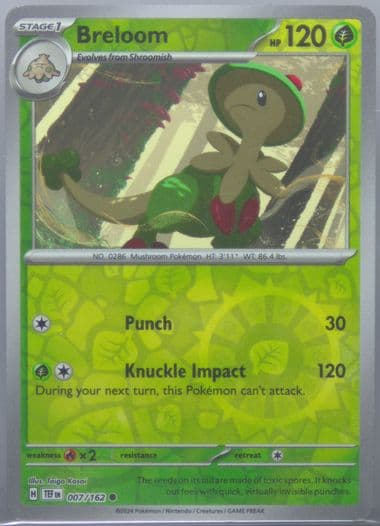 Breloom Reverse Holo (007) 2024 Pokemon Tef EN-Temporal Forces