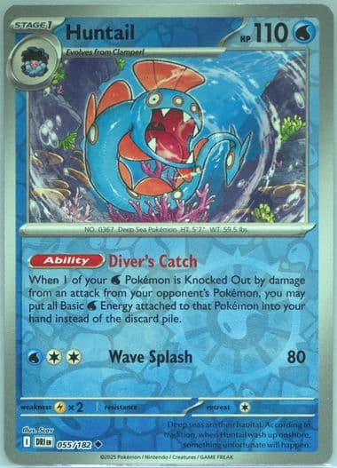 Huntail Reverse Holo (055) 2025 Pokemon Dri EN-Destined Rivals