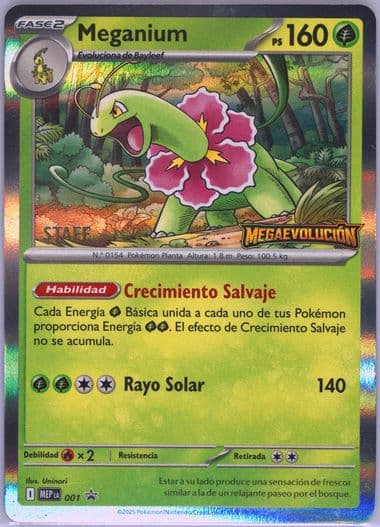 Meganium Mega Evolution Prerelease-Staff (001) 2025 Pokemon Latin American Mep La-Me Black Star Promo