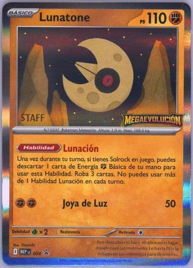Lunatone Mega Evolution Prerelease-Staff (004) 2025 Pokemon Latin American Mep La-Me Black Star Promo