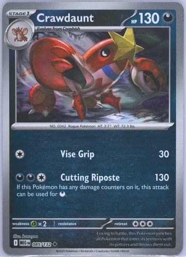 Crawdaunt Reverse Holo (085) 2025 Pokemon Meg EN-Mega Evolution